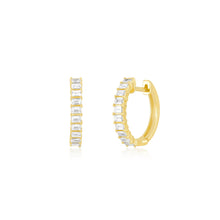 Prong Set Diamond Baguette Small Hoop Earrings