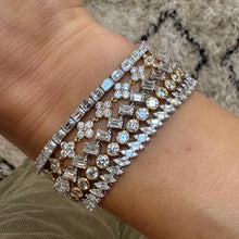 Edgy Sideways Emerald Cut Diamond Eternity Bracelet