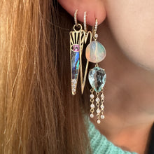 Elongated Happy Heart Diamond Drop Huggie Hoops