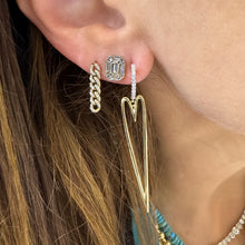 Elongated Happy Heart Diamond Drop Huggie Hoops