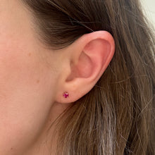 Petite Round Ruby Sprinkle Stud Earrings