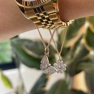 Diamond Butterfly Watch Charm Bracelet