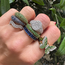 Gemstone or Diamond Domed Crescent Ring