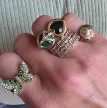 Gemstone & Diamond Ombre Butterfly Signet Ring