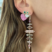 Jumbo Emerald & Pink Sapphire or Diamond Sweetheart Earrings