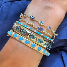 Oval Blue Zircon Bangle Bracelet