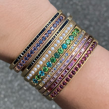 One of a Kind Slim Hinged Rectangular Cuff Bracelet with Baby Pink Tourmaline Baguettes