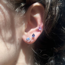 Round Moonstone Sprinkle Stud Earrings