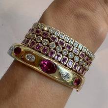 Pink Tourmaline & Diamond Statement Bangle Bracelet