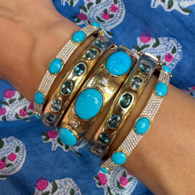 Oval Blue Zircon Bangle Bracelet