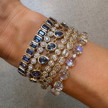 Bezel Set Pear & Oval Blue Sapphire Tennis Bracelet