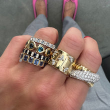 Bezel Set London Blue Topaz Heart Eternity Band Ring