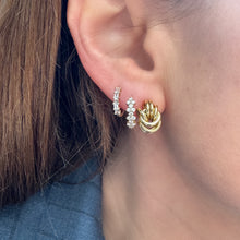 Stacked Prong Set Diamond Huggie Hoop Earrings