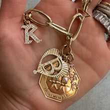 Large Fluted Sunbeam Heart Gemstone Letter Charm