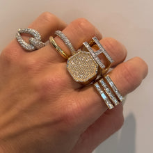 Diamond or Pink Sapphire Initial Full Baguette Stacking Ring