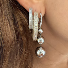 Graduated Ball Drop Earrings On Diamond Huggie Hoop