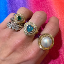 Opal & Diamond Heart Sunbeam Ring