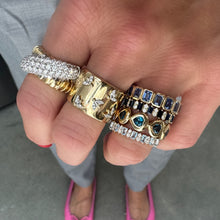 Fluted Gold & Pave Diamond Crossover Ring