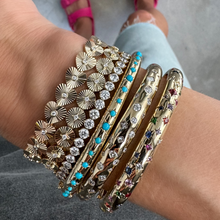 Fluted Gold & Diamond Eternity Disc Bracelet