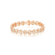 Fluted Gold & Diamond Eternity Heart Bracelet