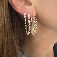 Full Glam Double Pierce Diamond Huggie Hoop Chain Earring