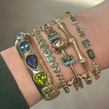 Functional Gold Barbell Charm Bangle Bracelet