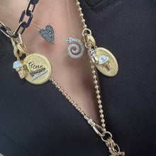 Gold Ball Chain Lariat Necklace with Diamond Clasp