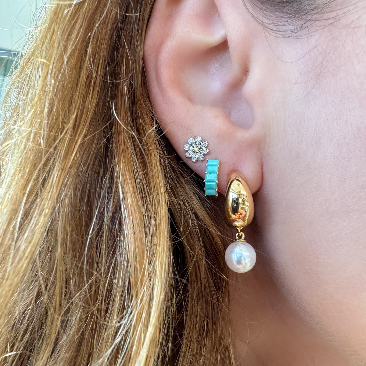 Gold Jumbo Dome Pearl Drop Huggie Hoop Earrings – Milestones by