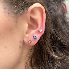 Hexagonal Pink Tourmaline Sprinkle Stud Earrings