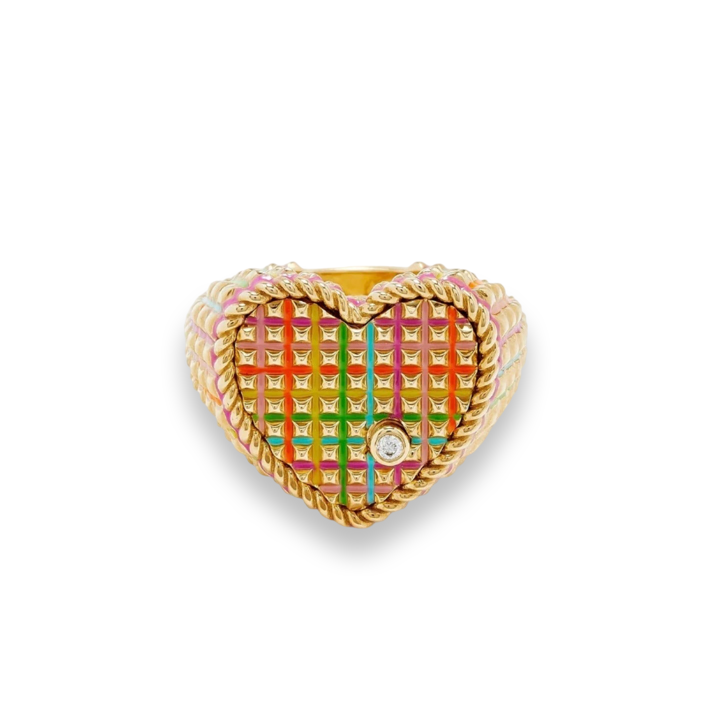 Bold Striped Enamel & Gold Strings of My Heart Ring