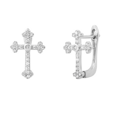 Have a Little Faith Diamond Cross Hinge Back Earrings