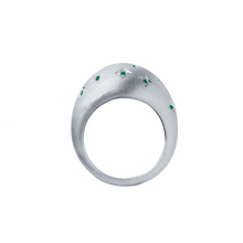 Scattered Diamond or Emerald Matte Dome Ring
