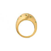 Scattered Diamond or Emerald Matte Dome Ring