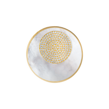 Gemstone & Pave Diamond Disc Statement Ring