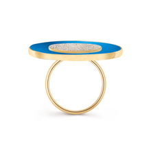 Gemstone & Pave Diamond Disc Statement Ring