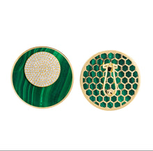 Gemstone & Pave Diamond Disc Earrings
