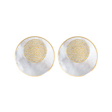 Gemstone & Pave Diamond Disc Earrings