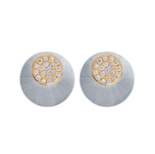 Small or Large Satin Gold & Pave Diamond Disc Earrings