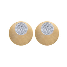 Small or Large Satin Gold & Pave Diamond Disc Earrings