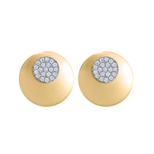 Small Gold & Pave Diamond Disc Earrings