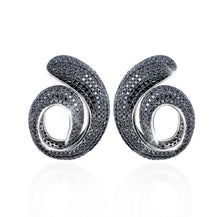 Pave Diamond or Black Diamond Swirl Statement Earrings