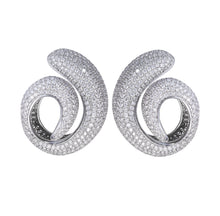 Pave Diamond or Black Diamond Swirl Statement Earrings