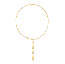 Satin Teardrop Luxe Lariat Necklace with Diamond Pears