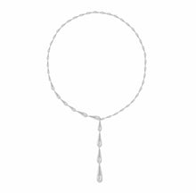 Satin Teardrop Luxe Lariat Necklace with Diamond Pears