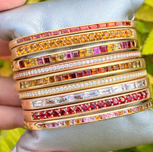 Hinged Oval Cuff Bracelet with Ombre Citrine & Red Garnet Squares