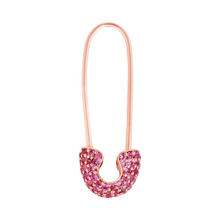 Pave Pink Sapphire or Diamond Safety Pin Earring