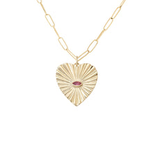 Large Fluted Gemstone Sunbeam Heart Charm