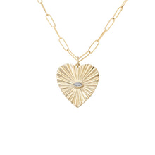 Large Fluted Gemstone Sunbeam Heart Charm