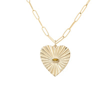 Large Fluted Gemstone Sunbeam Heart Charm