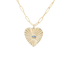 Large Fluted Gemstone Sunbeam Heart Charm